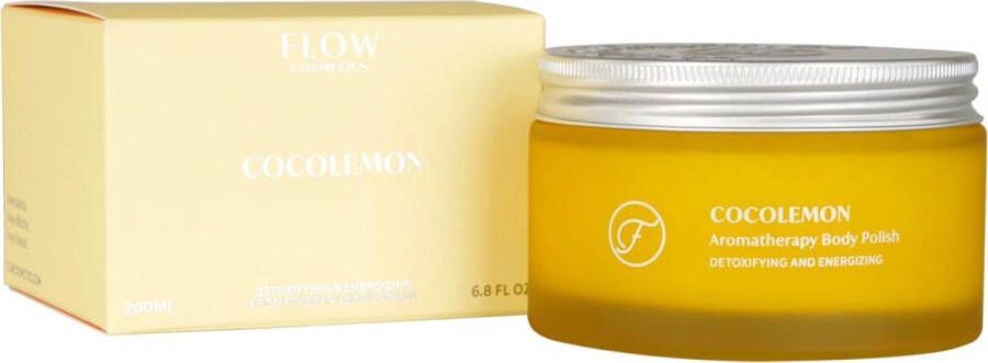 Flow Cosmetics Coco Lemon Body Scrub Plastic free Biologisch Natuurlijke Body Polish Aromatherapeutische zachte scrub voor je lichaam