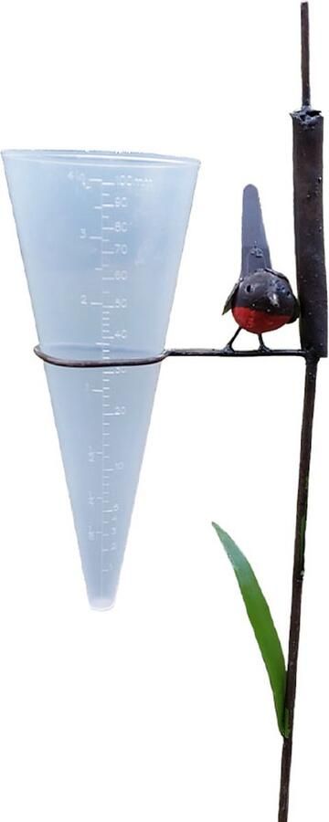 Floz Design tuinsteker regenmeter met vogelbeeld gerecycled metaal fairtrade