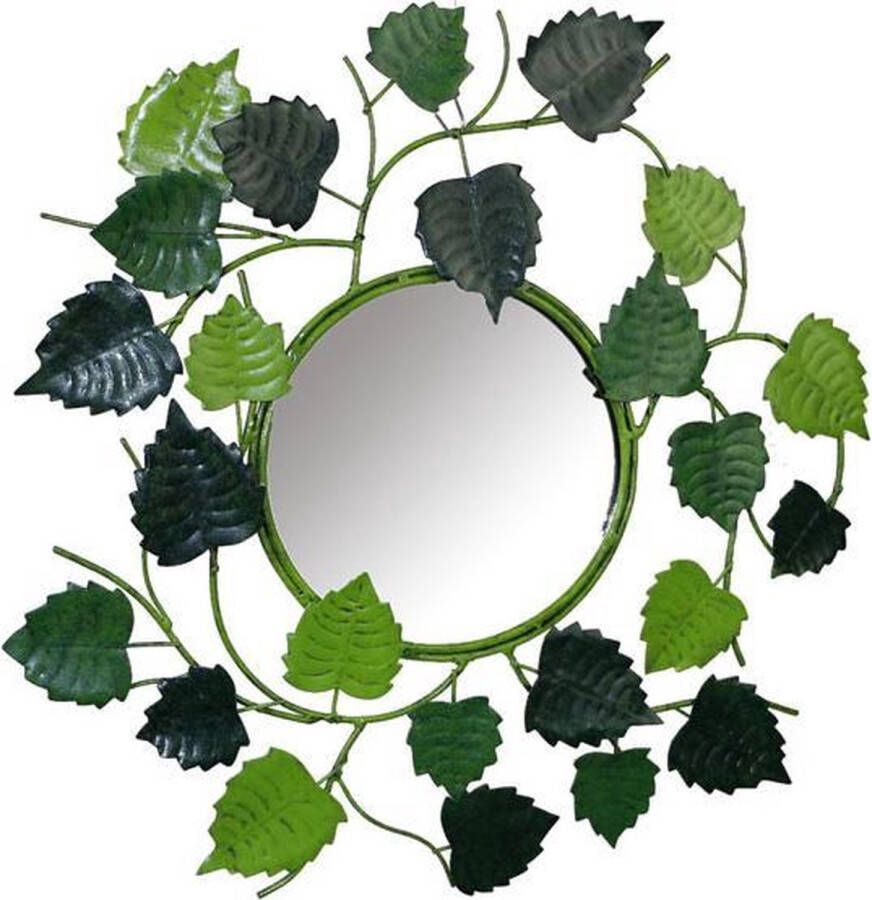 Floz Design Floz spiegel rond met bladeren gerecycled metaal fairtrade