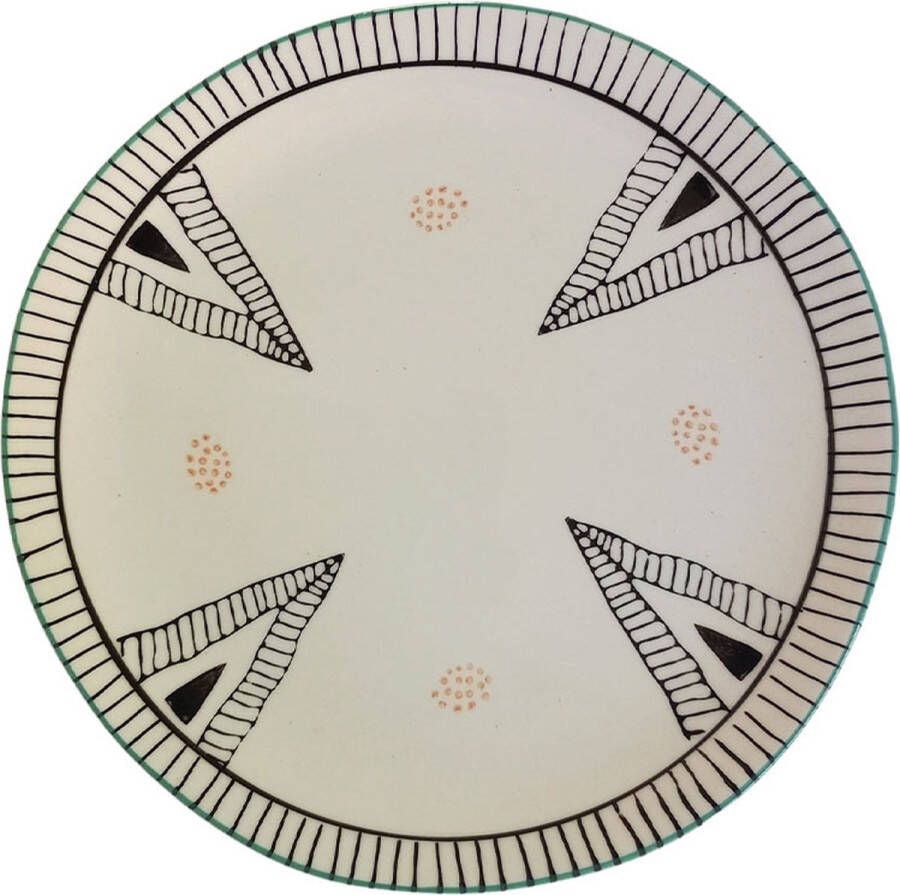 Floz Design gebaksbord escher stijl gebaksbord keramiek met print bord 20 cm fairtrade
