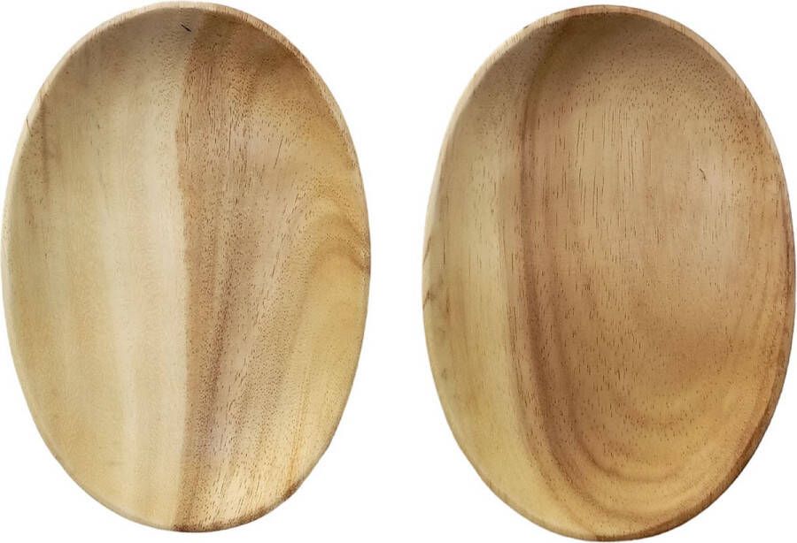 Floz Design houten gebaksbord ovaal bordje set van 2 fairtrade