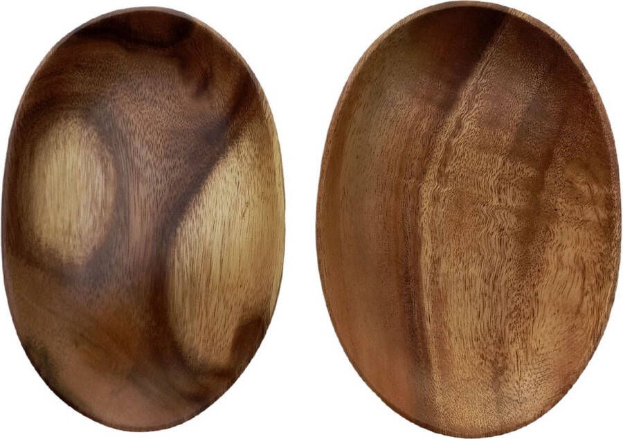 Floz Design houten gebaksbord ovaal bordje set van 2 fairtrade