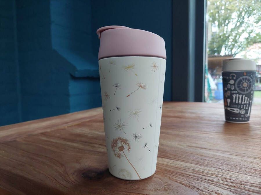 Floz Design kantoorbeker met drinktuit 100% veilige materialen beker to go print make a wish drinkbeker to go voor dames 420 ml