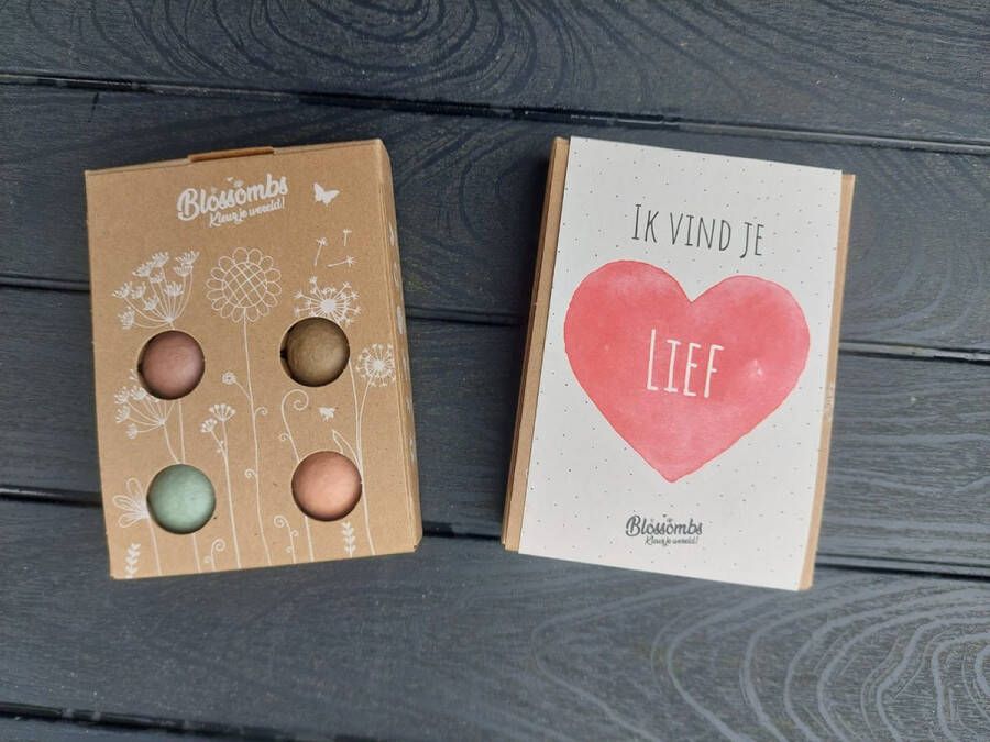 Floz Design klein cadeautje 'ik vind je lief' cadeautje brievenbus voor juf moeder vriend en meer bloemenmix