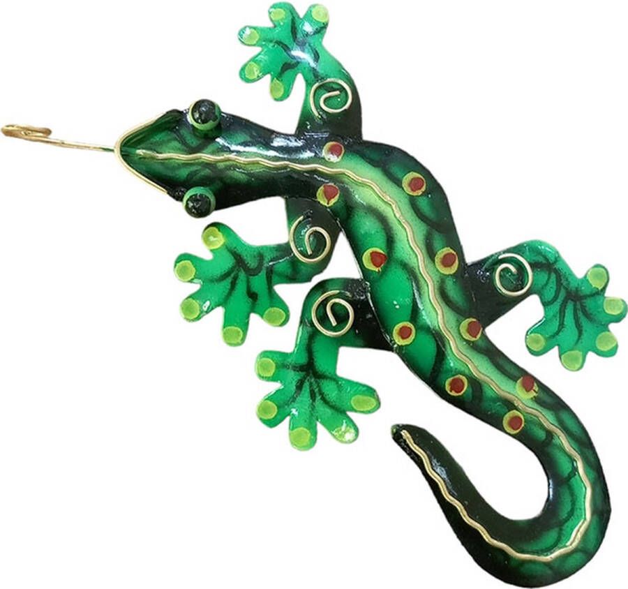 Floz Design metalen gekko wanddecoratie kleine gekko groen muurdeco voor kinder tiener en volwassene 19 cm
