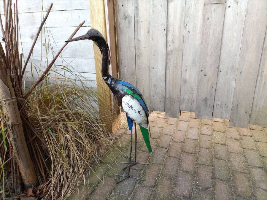 Floz Design metalen tuinbeeld vogelfiguur metalen reiger voor in de tuin 63 cm fairtrade