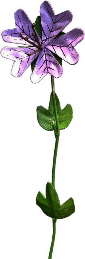 Floz Design metalen tuinsteker paarse bloem duurzame tuindecoratie bloem tuinprikker bloem fairtrade