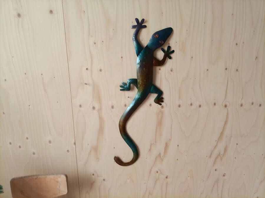 Floz Design metalen wanddecoratie gekko XL muurdeco dieren 80 cm fairtrade
