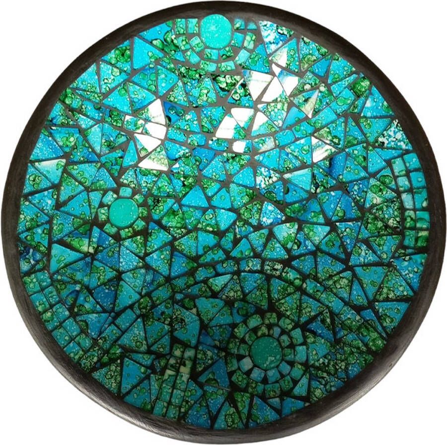 Floz Design oceaanblauw schaal glasmozaiek en aardewerk fruitschaal decoratieve schaal 30 cm fairtrade