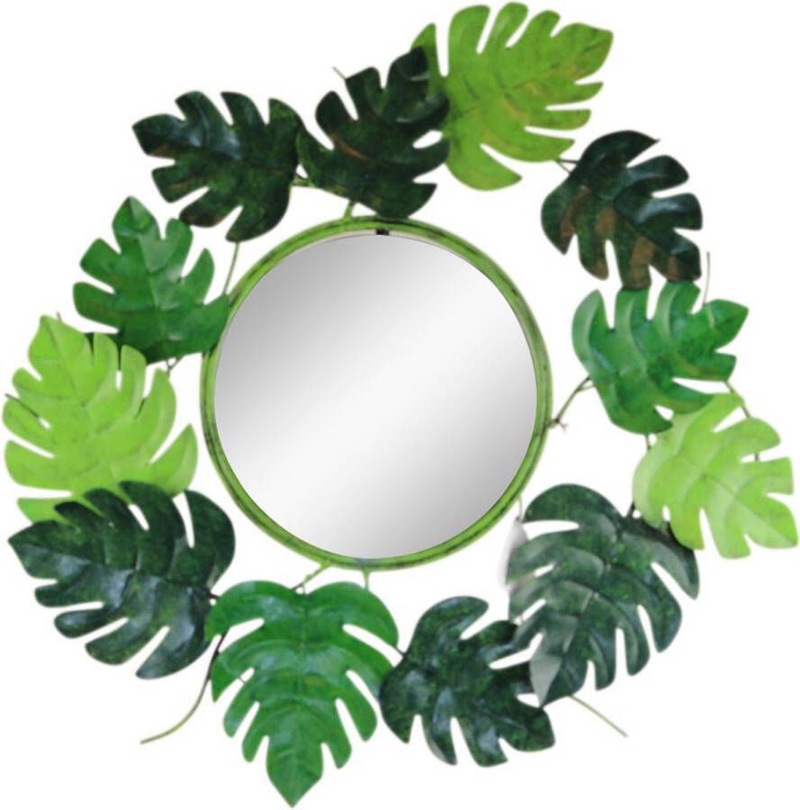 Floz Design ronde spiegel metaal met bladeren fairtrade