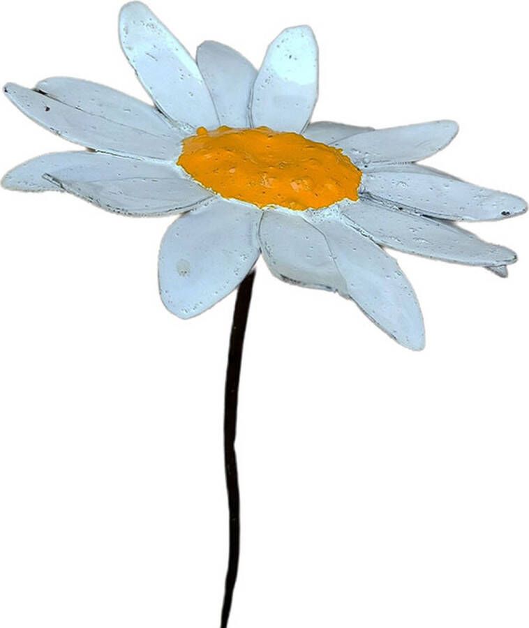 Floz Design tuinsteker witte bloem margriet 50 cm fairtrade