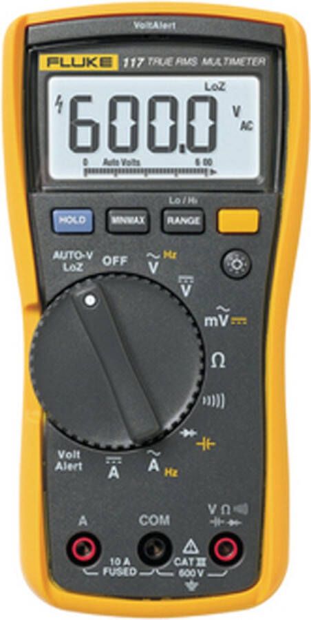 Fluke 117 EUR Digitale True-RMS multimeter met contactloze spanningszoeker AC DC 600V & 10A