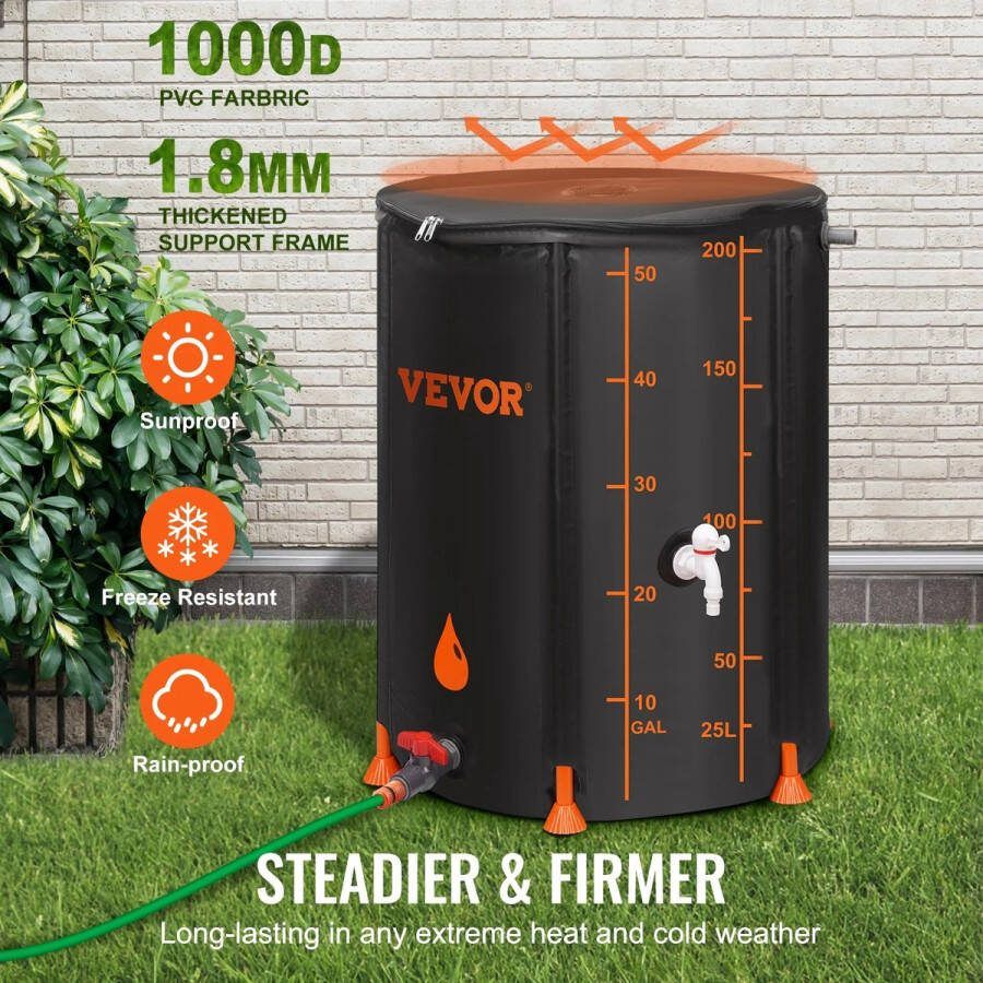 Fluux opvouwbare regenton regen ton watertank regenwater opvangsysteem met overloop pvc 201L