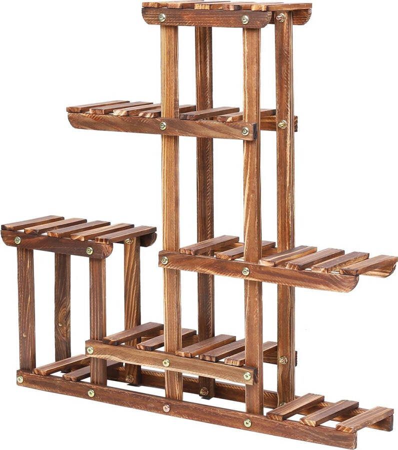 Fluux plantenrek multi plantenrek 6 tiers binnen buiten hout gewicht capaciteit 15kg tiers elk 2.5 kg LxBxH 60x11.5x61.5
