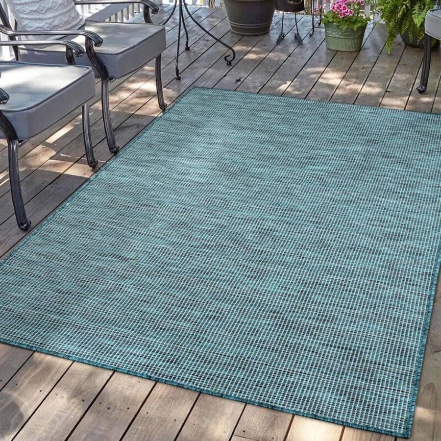 Flycarpets Hilaria Buitenkleed Effen Voor Binnen & Buiten Vloerkleed Blauw 280x380 cm