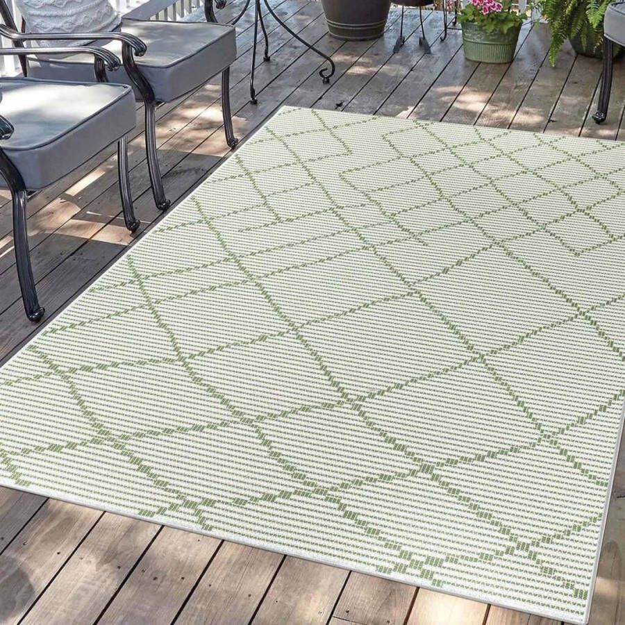 Flycarpets Hilaria Buitenkleed Voor Binnen & Buiten Vloerkleed Groen 120x170 cm