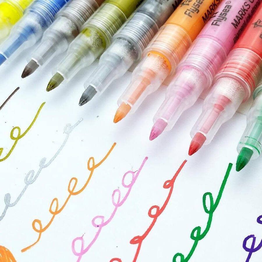Flysea ACRYL VERFSTIFTEN SET 12 STUKS Geschikt voor veel ondergronden schoencadeautjes sinterklaas 0.7mm lijndikte Verfstiften volwassenen Acryl stiften Acrylverf marker Stiften voor stenen Happy Stones Acrylverf stiften