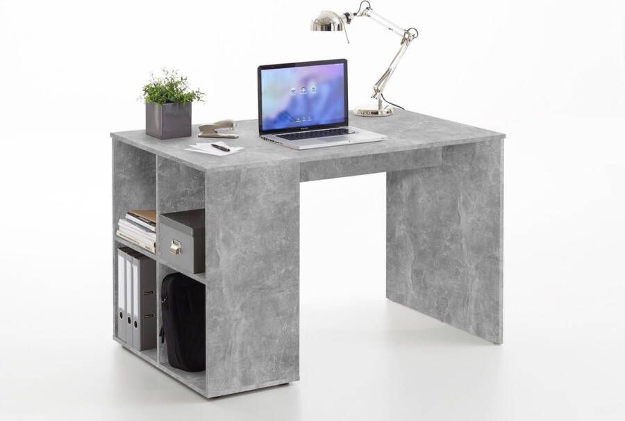 FMD Bureau met zijschappen 117x73x75 cm betonkleurig