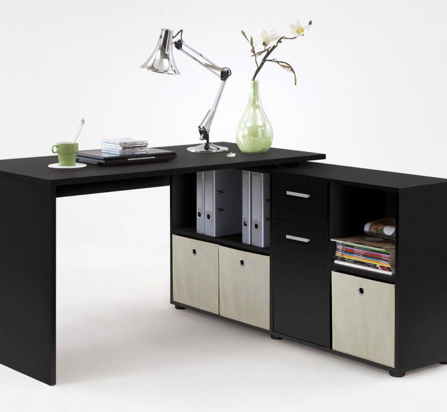 FMD Hoekbureau Lexo Bureau dressoir veel opbergruimte aan beide zijden te monteren 136 205 cm