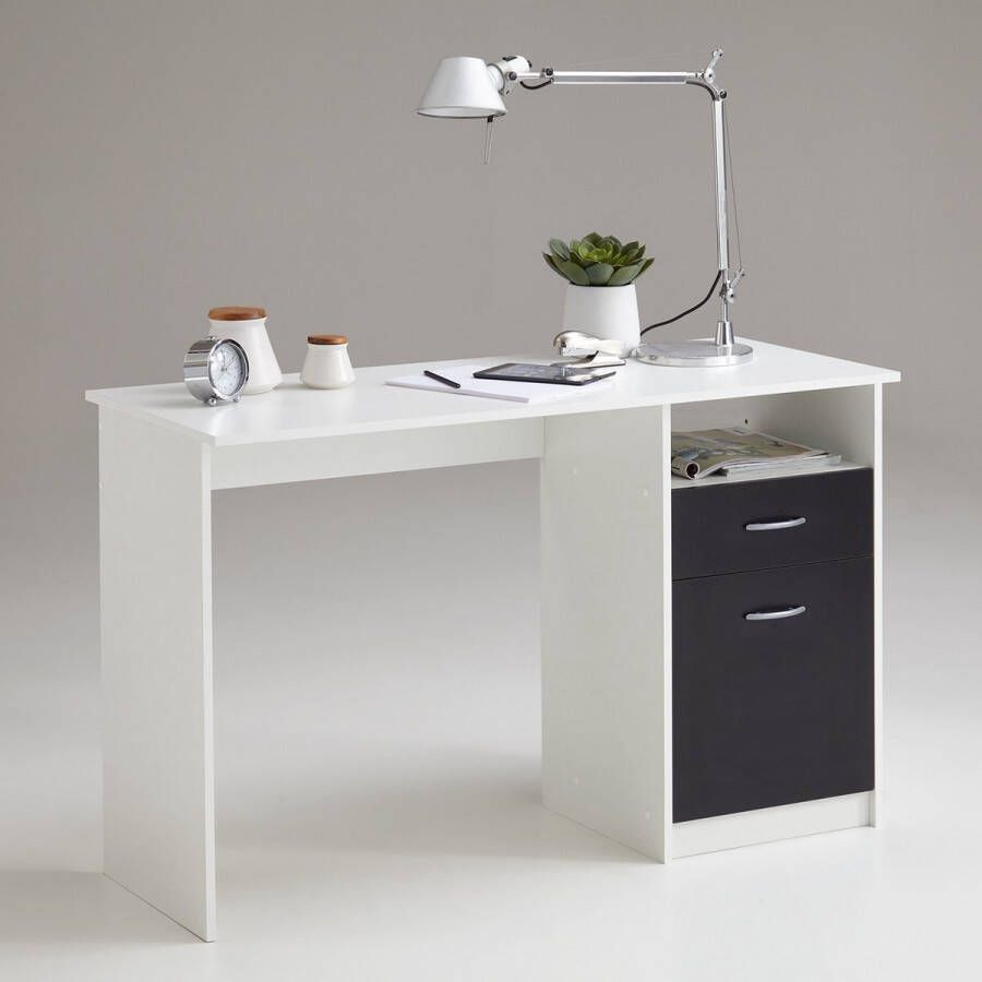 LuxeLivin' Bureau met 1 lade 123x50x76 5 cm wit en zwart