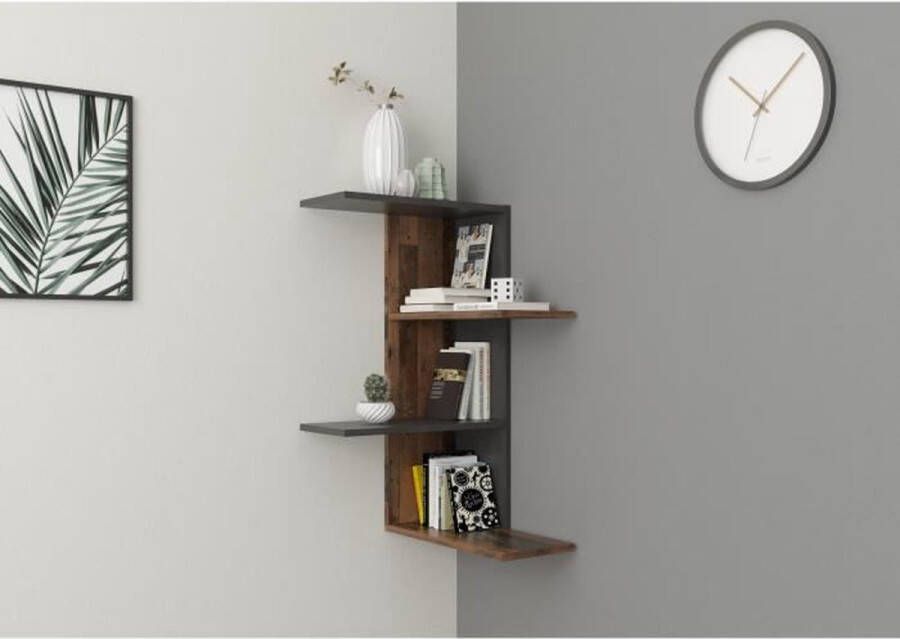 FMD Harly Corner Shelf met 4 vakken Dark Old Style en Matera 45 x 77 5 x 45 cm
