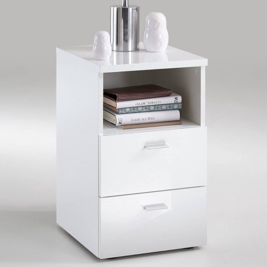 FMD Nachtkastje Suva Nachtkastje met 2 lades en open vak 60 cm hoog 35 cm breed