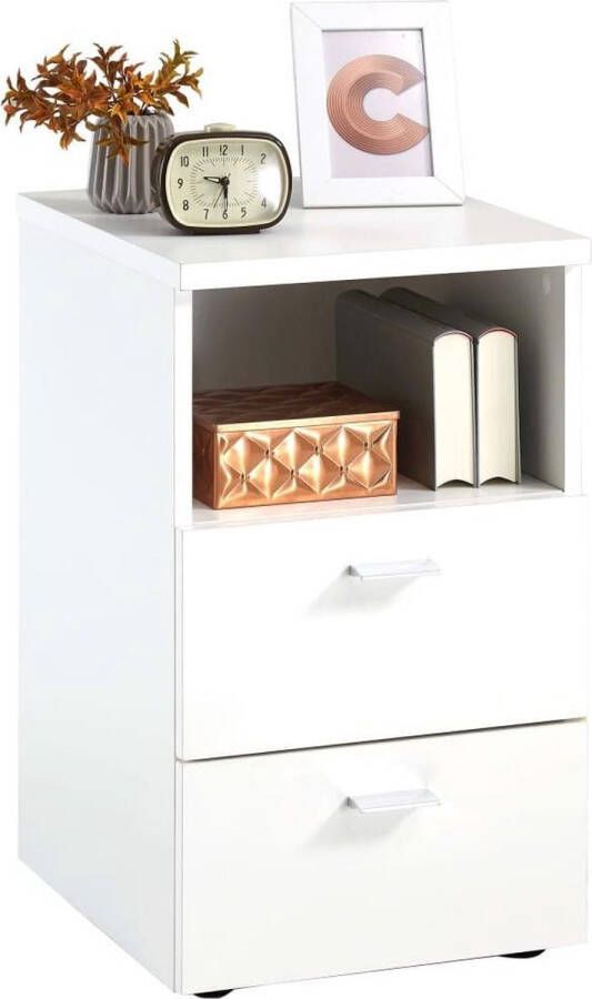 FMD Nachtkastje Suva Nachtkastje met 2 lades en open vak 60 cm hoog 35 cm breed