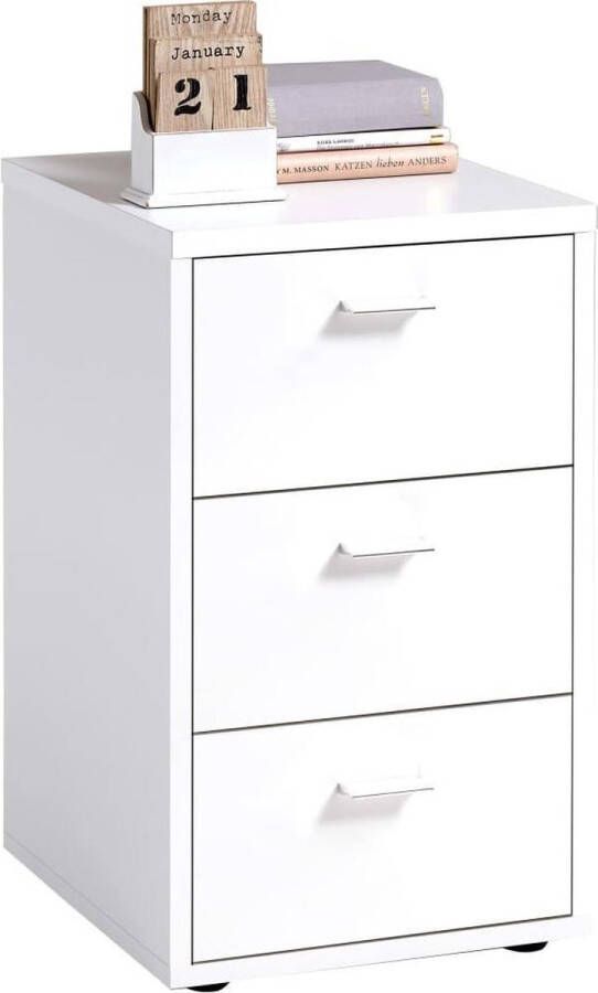 FMD Nachtkastje met 3 lades wit