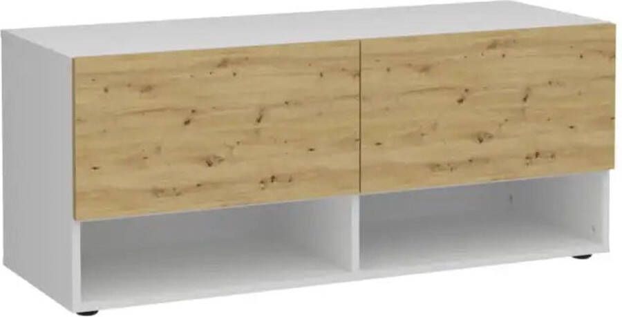 FMD -Opbergbankje-met-2-lades-108 9x41 7x46 1-cm-wit-en-artisan-eiken