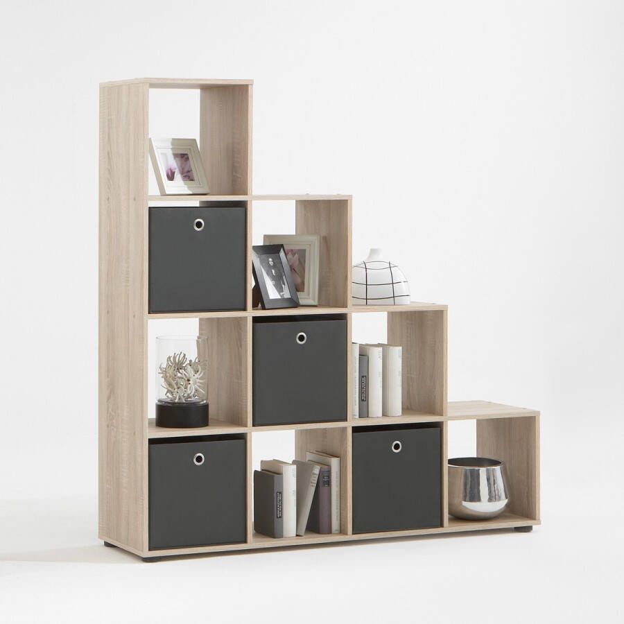 FMD Opbergrek Mega 10 vakken bruine eik