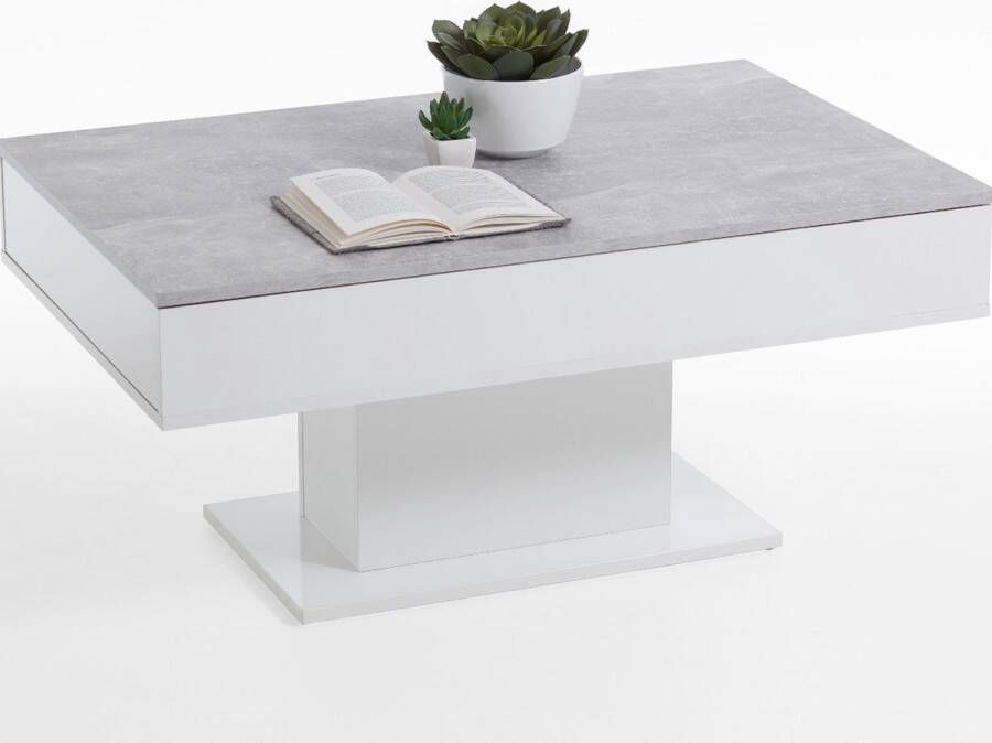 FMD-Möbel FMD Möbel Salontafel betongrijs en wit