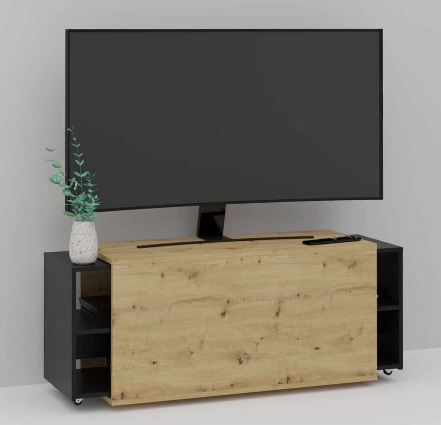 FMD -TV-meubel-194 5x39 9x49 2-cm-artisan-eiken-en-zwart