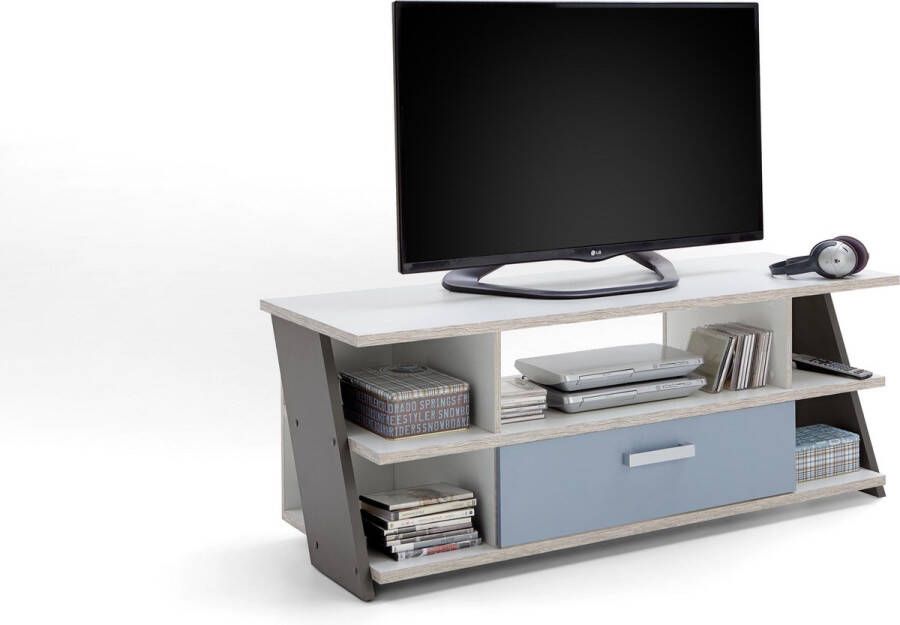 FMD TV Meubel Tv-meubel Nano 135cm Wit; Blauw; Grijs