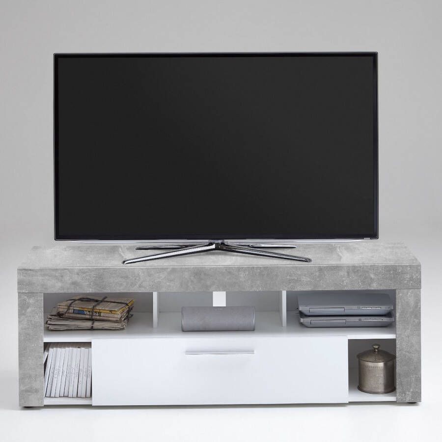FMD TV Meubel Tv-meubel Vidi 150cm Wit; Grijs; Betonlook