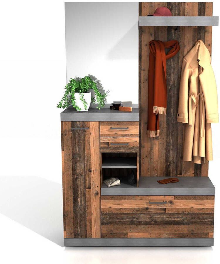 FMD Vestiaire Cristal verweerd hout