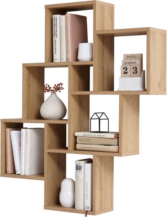 FMD Wandschap met 8 vakken antiek-eikenkleurig