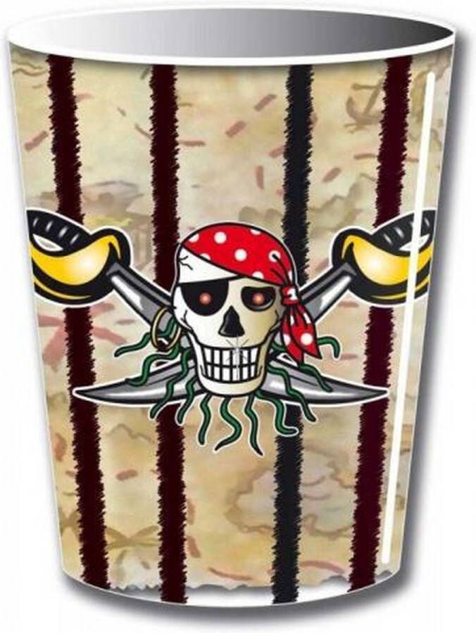 Folat 16x Piraat themafeest drinkbekertjes 250 ml Piraten feestartikelen voor kinderfeestje verjaardag