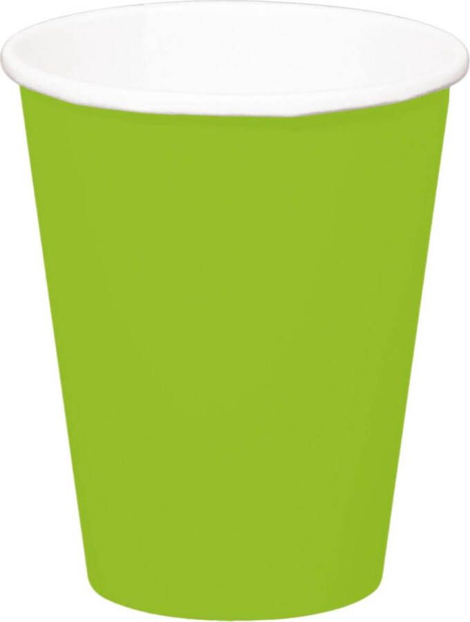 Folat 24x stuks drinkbekers van papier lichtgroen 350 ml Uni kleuren thema voor verjaardag of feestje