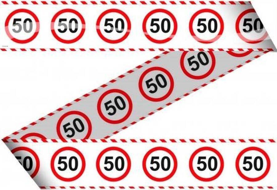Folat 3x stuks markeerlint Afzetlint 50 jaar versiering met stop bord Feestarteikelen versiering