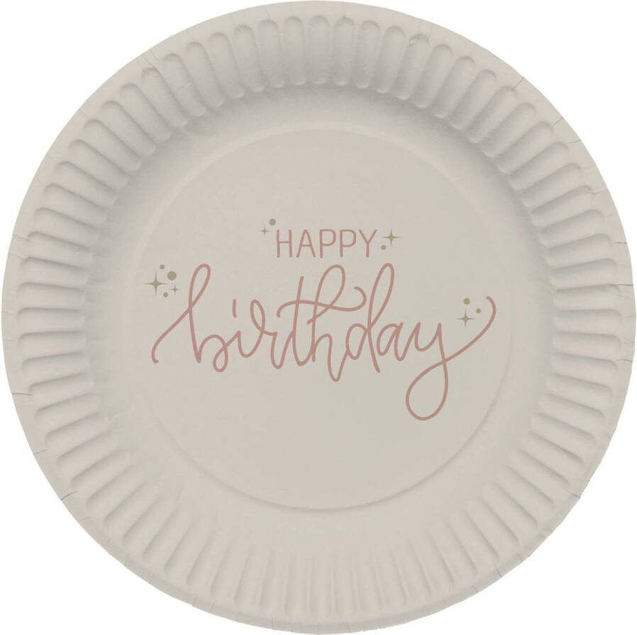Folat Crème rose borden happy birthday 8 stuks 23 cm