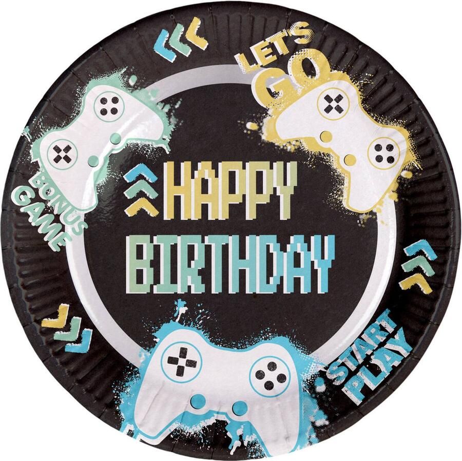 Folat Level up borden happy birthday 23 cm 8 stuks