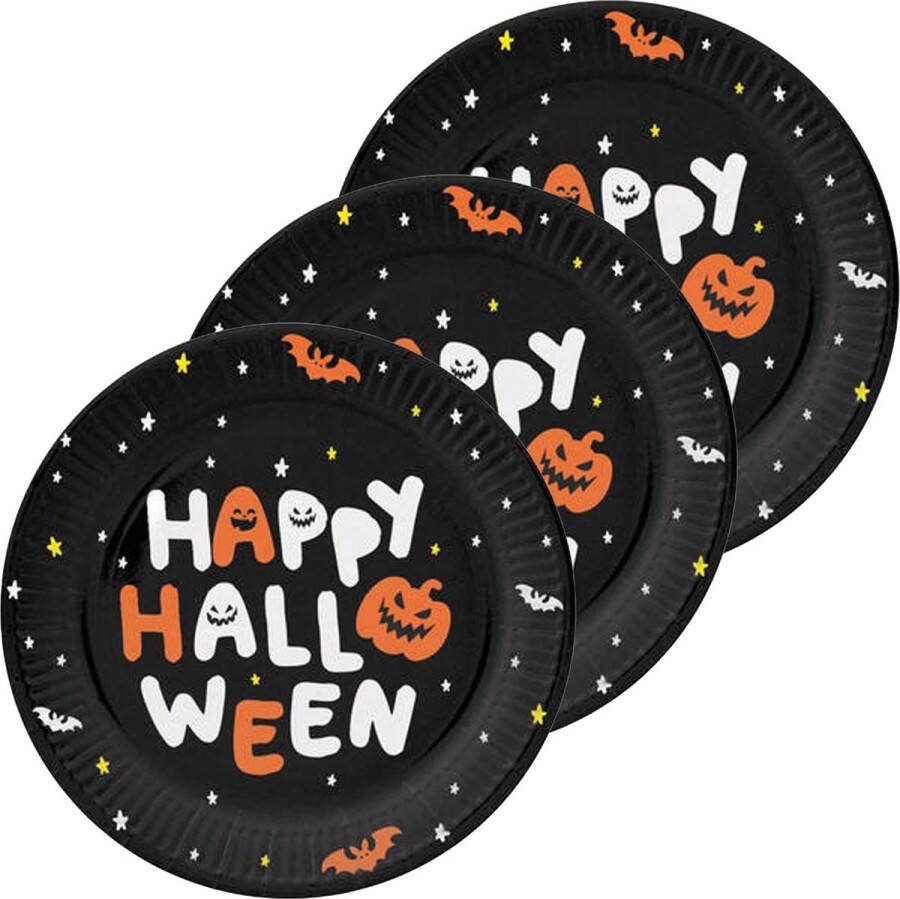 Folat Halloween thema feest bord 18x pompoen print papier D23 cm