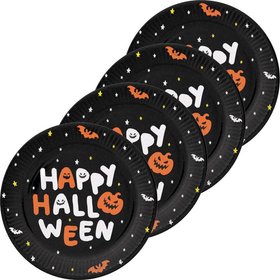 Folat Halloween thema feest bord 24x pompoen print papier D23 cm
