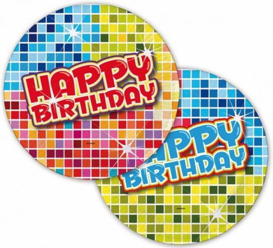 Folat Happy Birthday party bordjes 12 stuks thema feest bordjes 18 cm