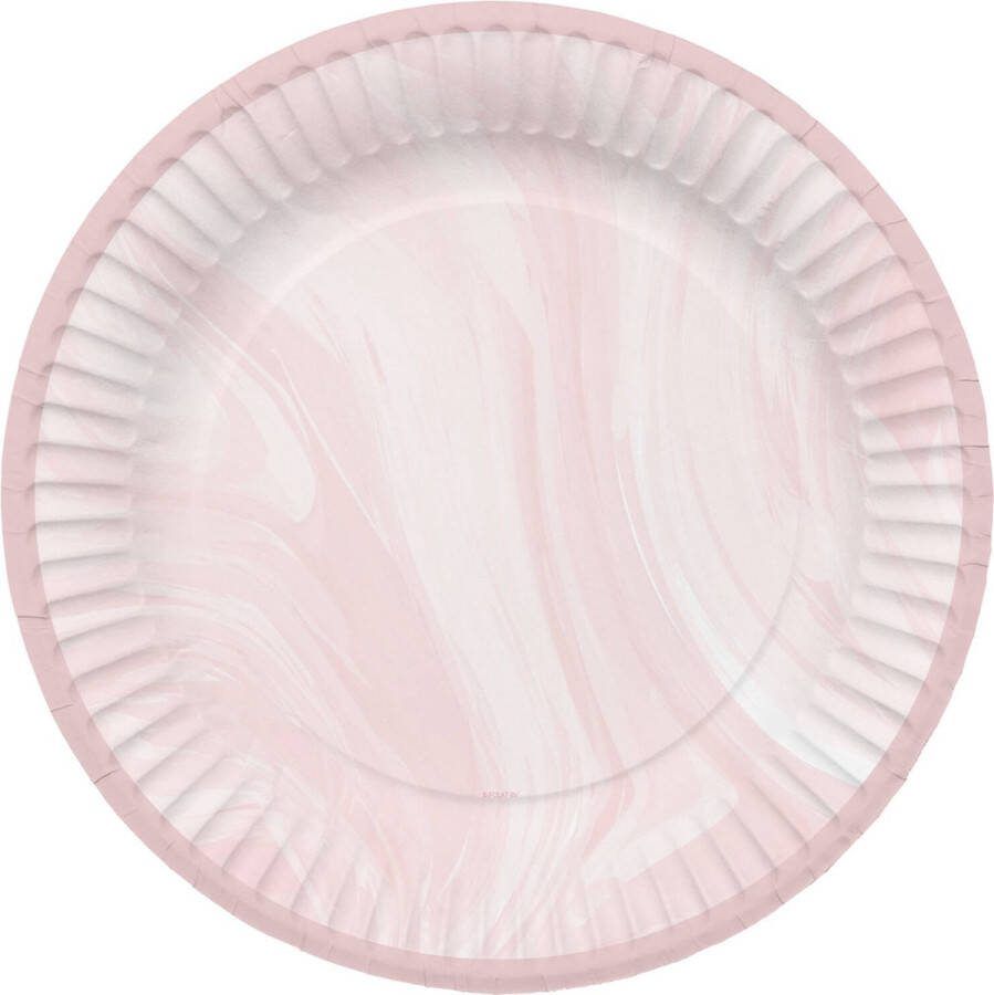 Folat Borden Marmer Roze 23 cm 8 stuks
