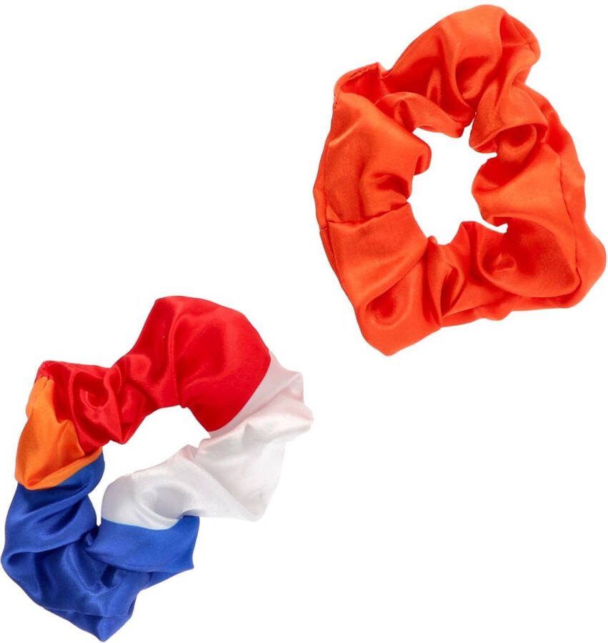Folat Scrunchies oranje rood wit blauw 2 stuks WK voetbal 2026 WK voetbal versiering Olympische spelen
