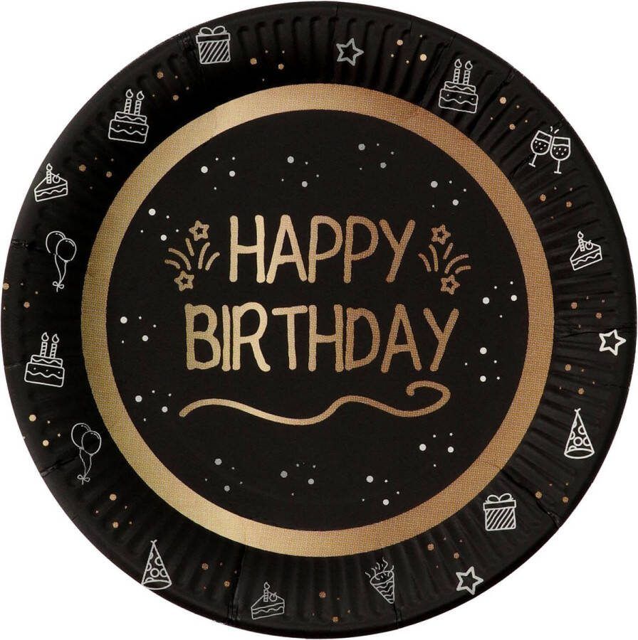 Folat Shining glam borden happy birthday 8 stuks 23 cm