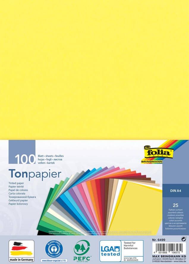 Folia Paper Knutselpapier folia a4 100vel basiskleuren