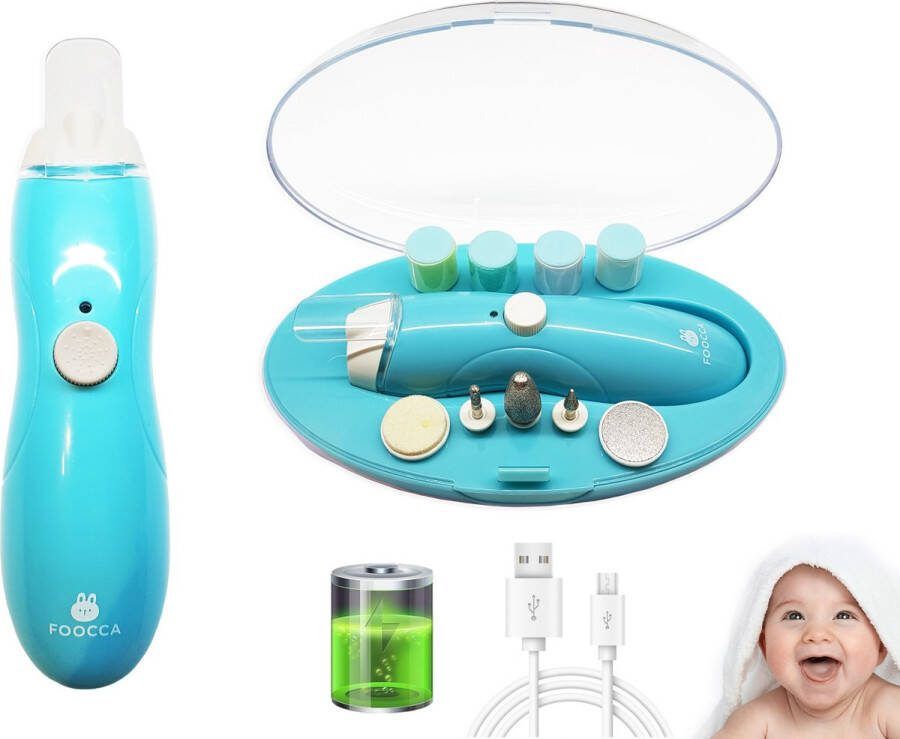 FOOCCA Baby Nagelknipper Oplaadbaar Baby Manicureset Baby Verzorgingsset Baby Nagelvijl Baby Nagelschaartje Baby Nagelset Elektrisch