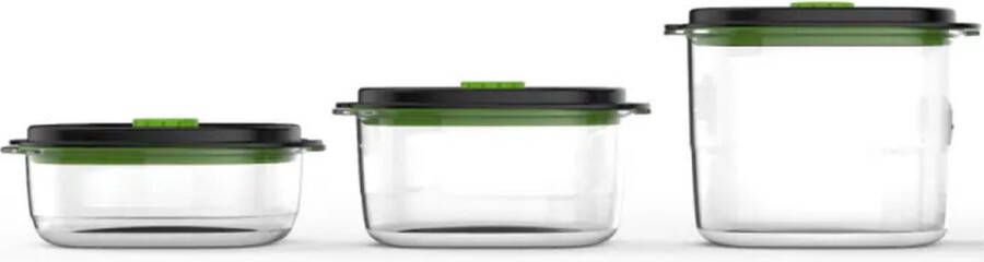 Foodsaver Fresh Vershouddoos Met Zwart Deksel Set 700 Ml En 1 2 L En 1 8 L Itm